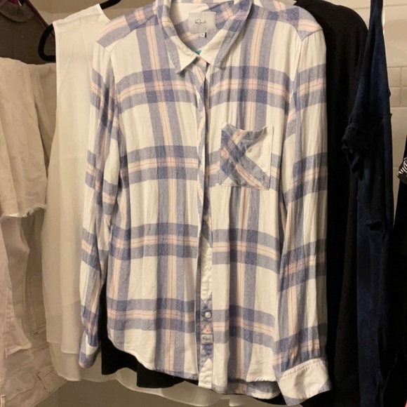 Rails Hunter White Slate Rose Light Flannel Shirt XL - Picture 2 of 5